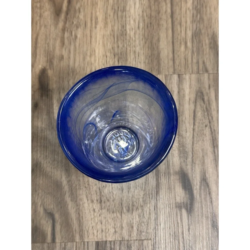 Kosta Boda Ulrica Hydman-Vallien UVH Blue Art Glass Vase Asymmetrical Sweden